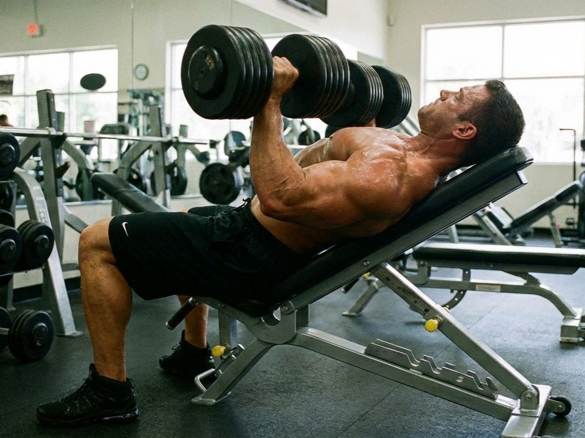 Kỹ thuật tập Incline Dumbbell Press giúp phát triển cơ ngực trên.