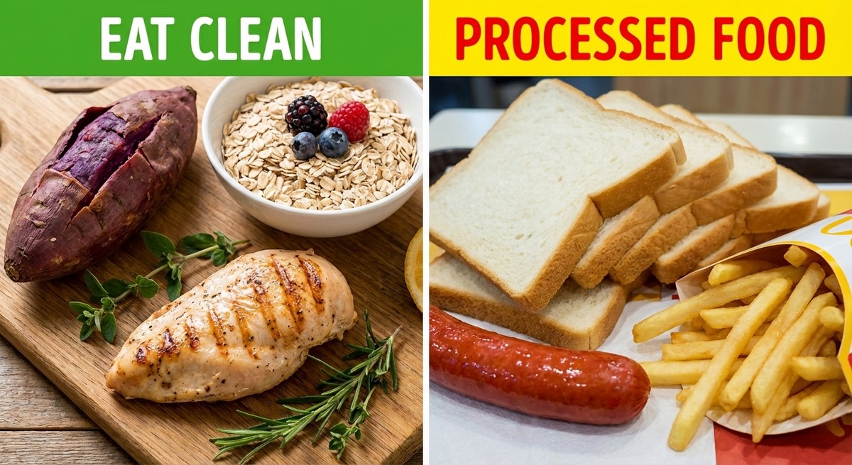 Phân biệt thực phẩm Eat Clean và thực phẩm chế biến sẵn.