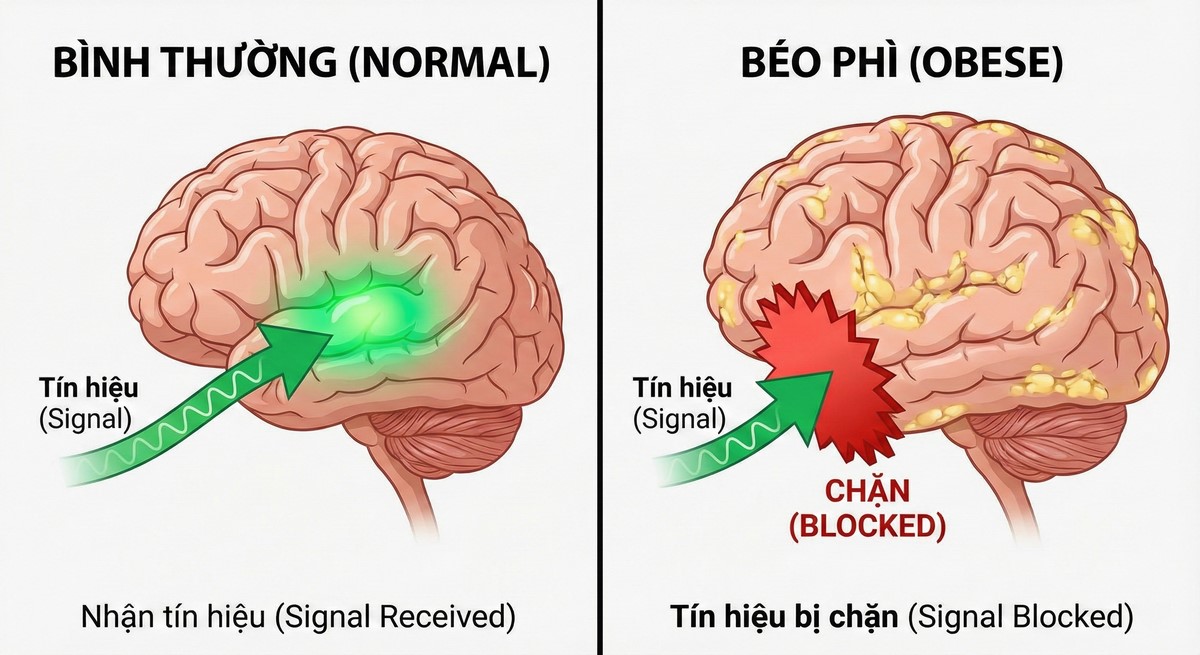 So sánh sự khác biệt trong tiếp nhận tín hiệu Leptin giữa người gầy và người béo phì.