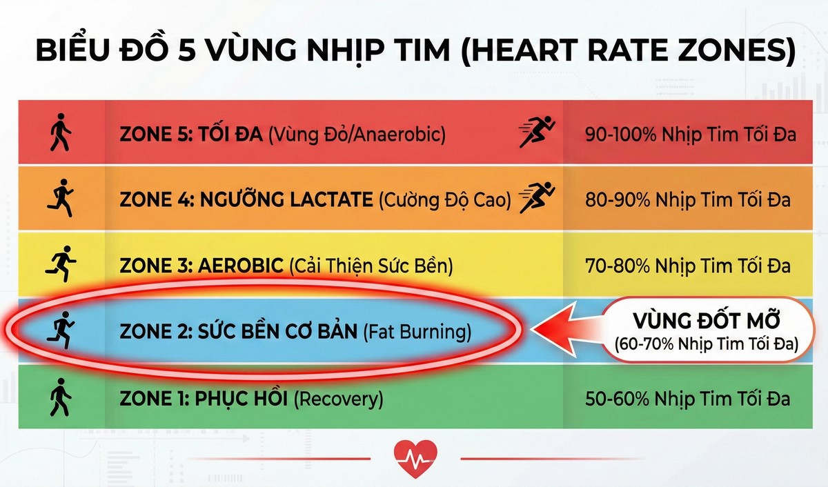 Nhịp tim lý tưởng để chạy bộ giảm mỡ.