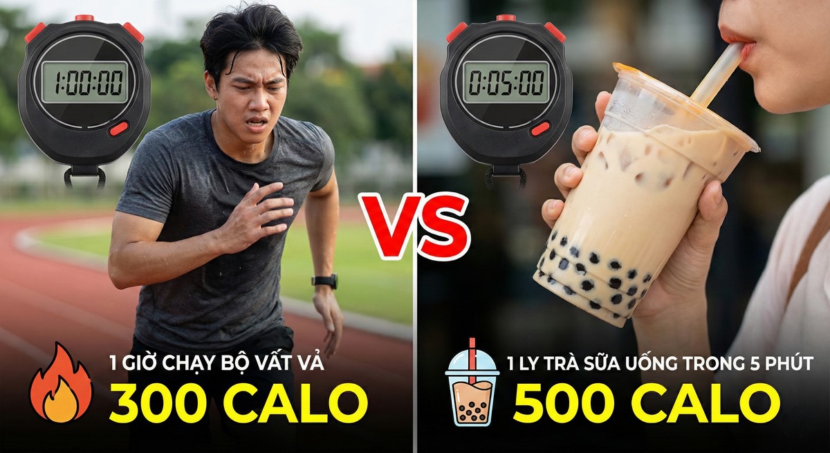 So sánh calo nạp vào và tiêu hao.
