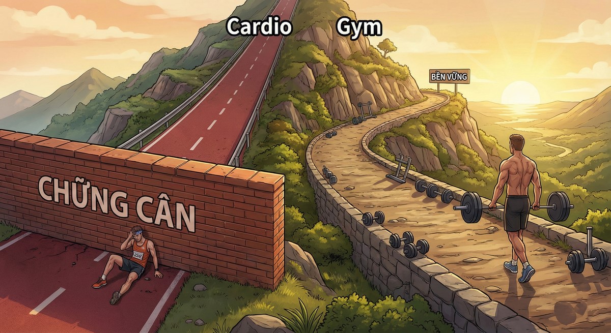 So sánh tập gym và cardio giảm cân.