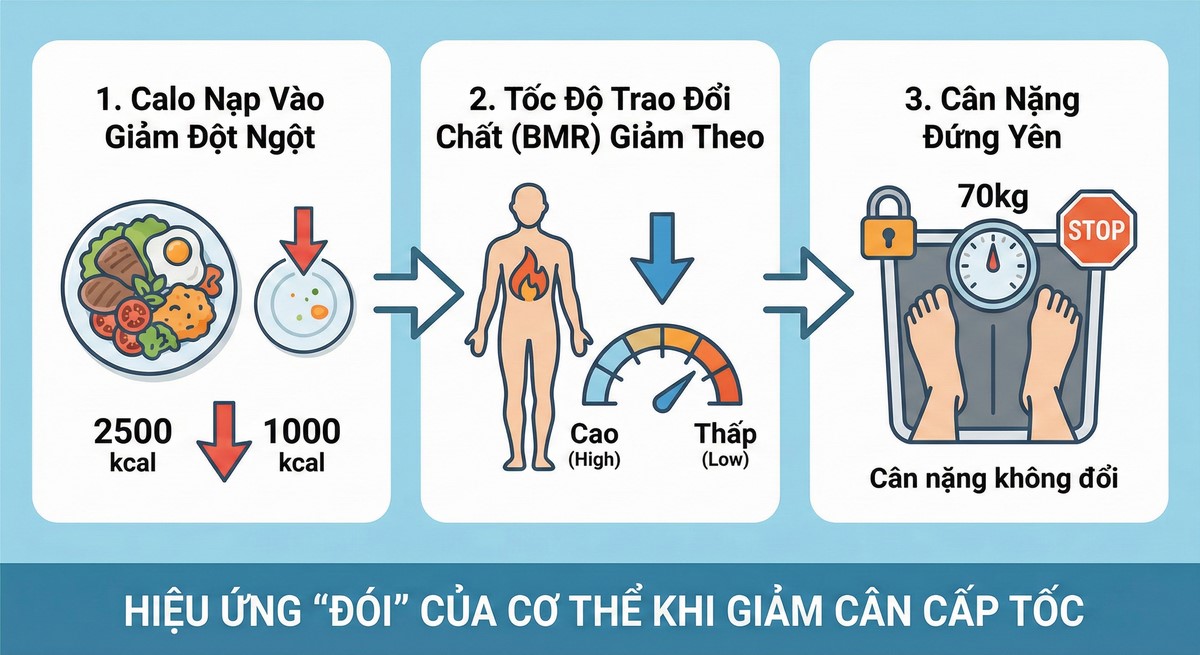 Tác hại của việc nhịn ăn giảm cân.